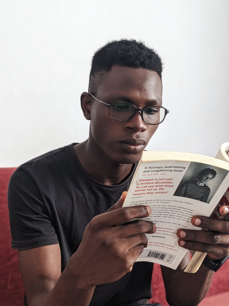 man reading a book